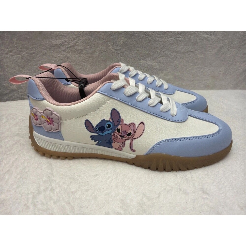 Disney Lilo & Stitch Angel Women Sneakers Size 8 Blue White Floral Shoes